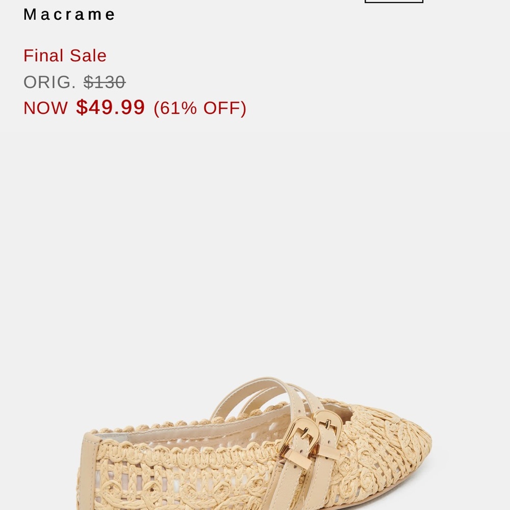 Dolce Vita Women's Tan Crochet Flats - Picture 5 of 5